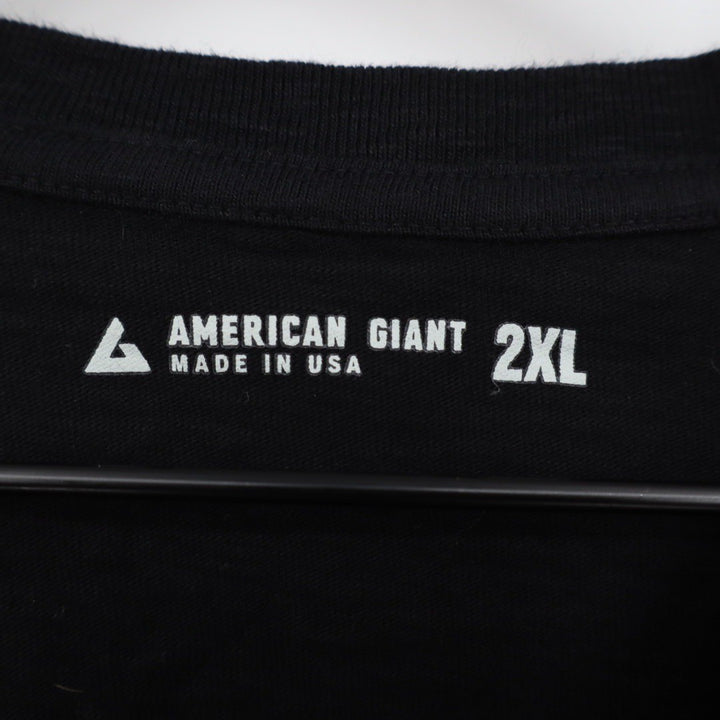 American Giant Mens V Neck T Shirt Black 2XL Made in USA Cotton Casual