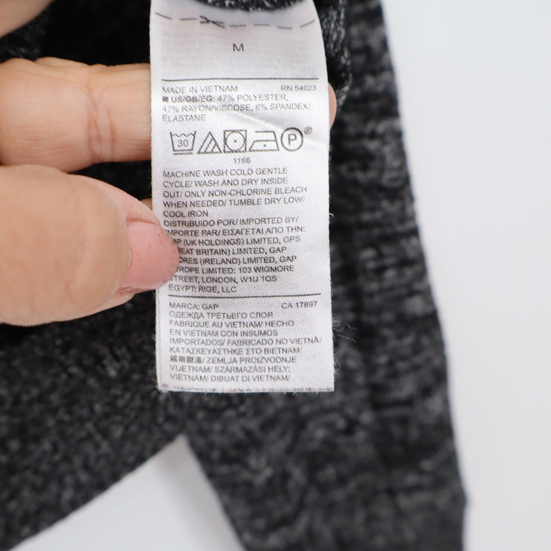 Gap Womens Space Dye Hooded Sweater Gray Black Marled Knit Pullover Size M