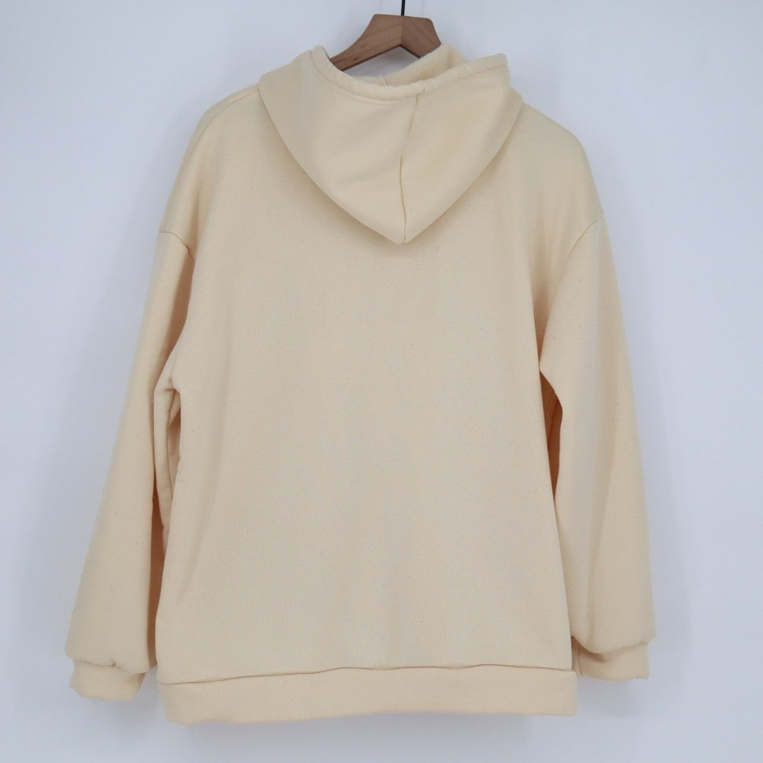 Hoodie Unisex Large Taupe Fleece Lined Full Zip Long Sleeve Outdoor Winter Wear