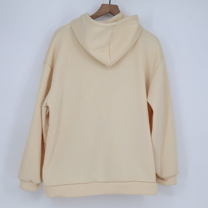 Hoodie Unisex Large Taupe Fleece Lined Full Zip Long Sleeve Outdoor Winter Wear