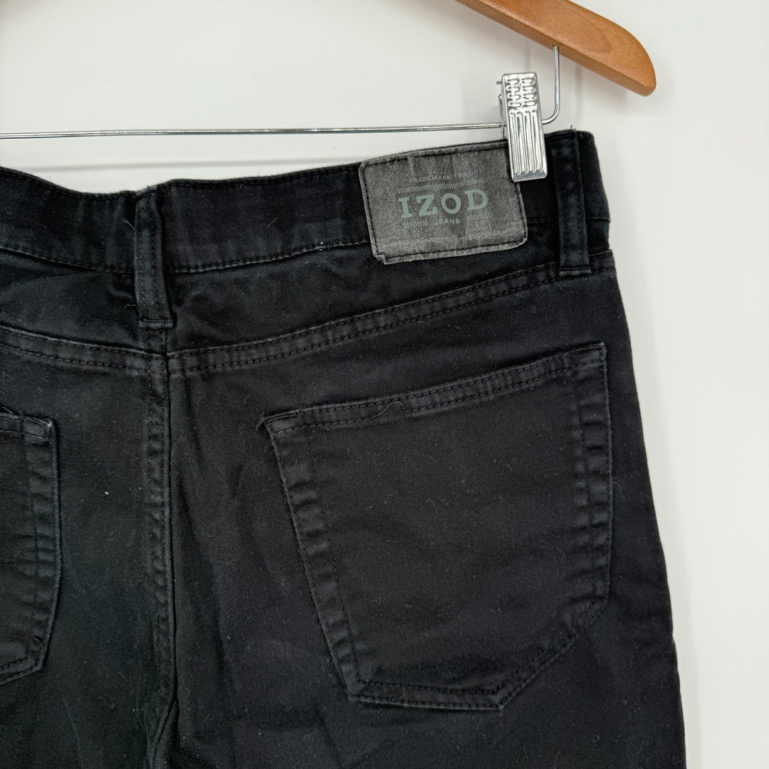 Izod Straight Jeans Mens 32x32 Black Denim Cotton Regular Fit Ultraflex Logo