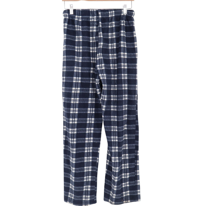 Navy Blue White Plaid Pajama Pants Cotton Blend Fleece Lounge Bottoms M/L