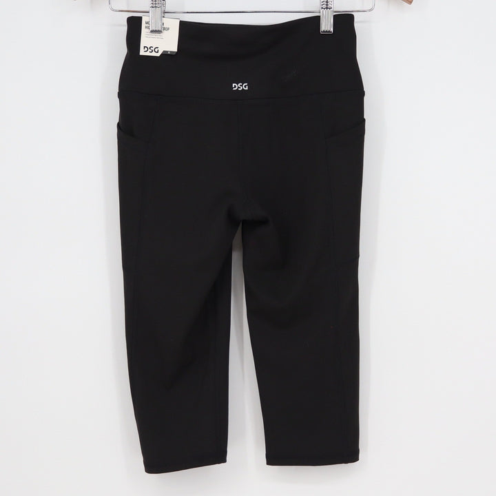 DSG Womens Momentum Crop Leggings Pure Black XS High Rise Pockets