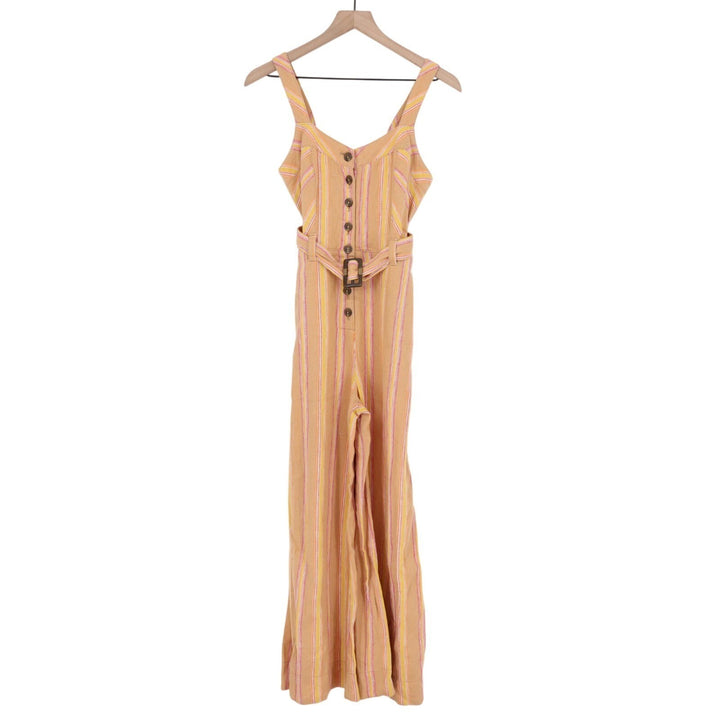 Anthropologie Arlene Jumpsuit Womens 0 Multi Striped Belt Waist Adjustable Strap