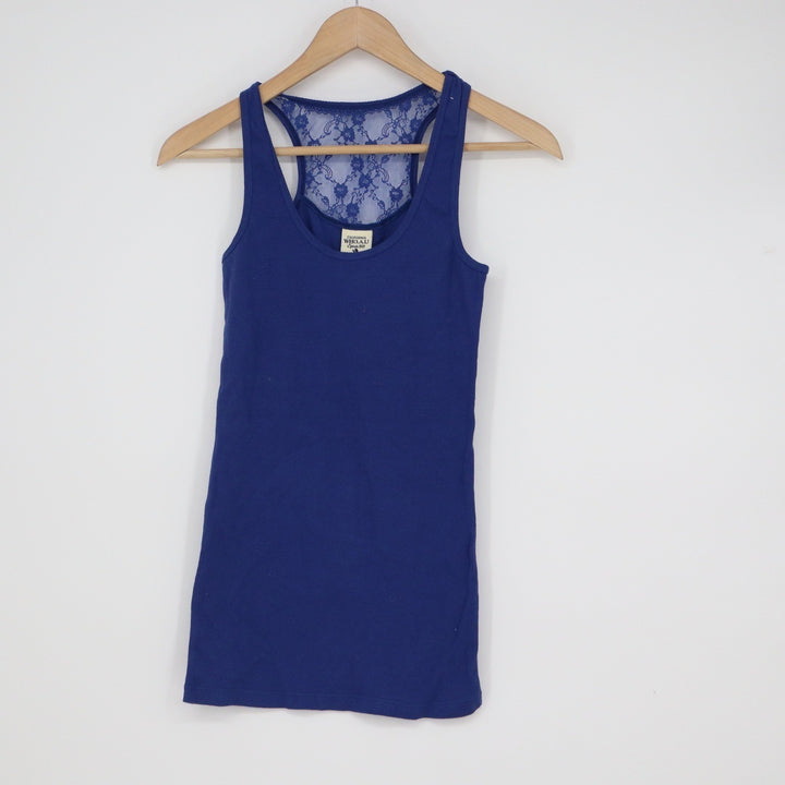 WHO.A.U Royal Blue Lace Racerback Ribbed Tank Top Small NWT