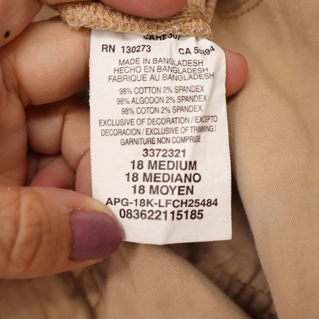 Lee Womens Relaxed Fit Mid Rise Cargo Capri Pants Tan Khaki Size 18M