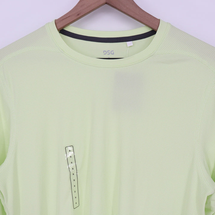 DSG Run LS Tee Mens Small Pale Neon Green Reflective Long Sleeve Training Shirt
