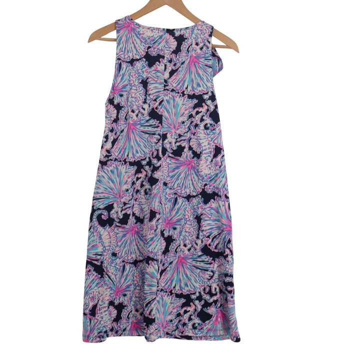 Lilly Pulitzer Luella Shift Dress Womens Medium Multi Shells Bells Print Cotton