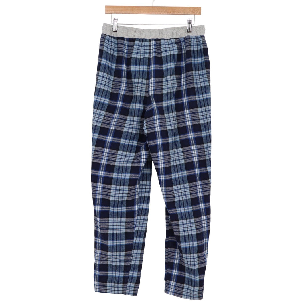 Eddie Bauer Lounge Mens Blue Plaid Cotton Pajama Pants Medium Drawstring