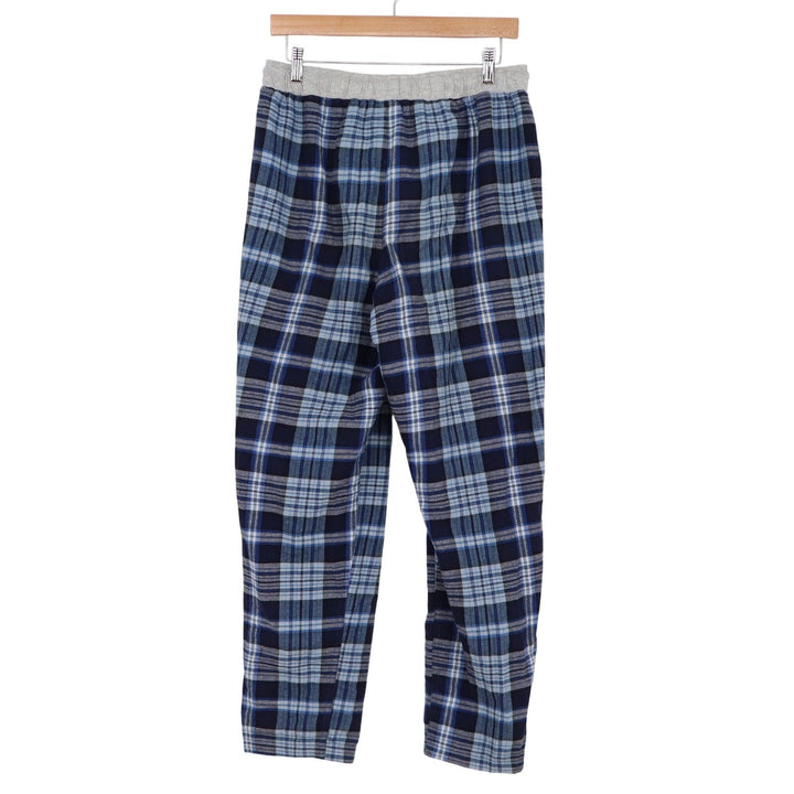 Eddie Bauer Lounge Mens Blue Plaid Cotton Pajama Pants Medium Drawstring