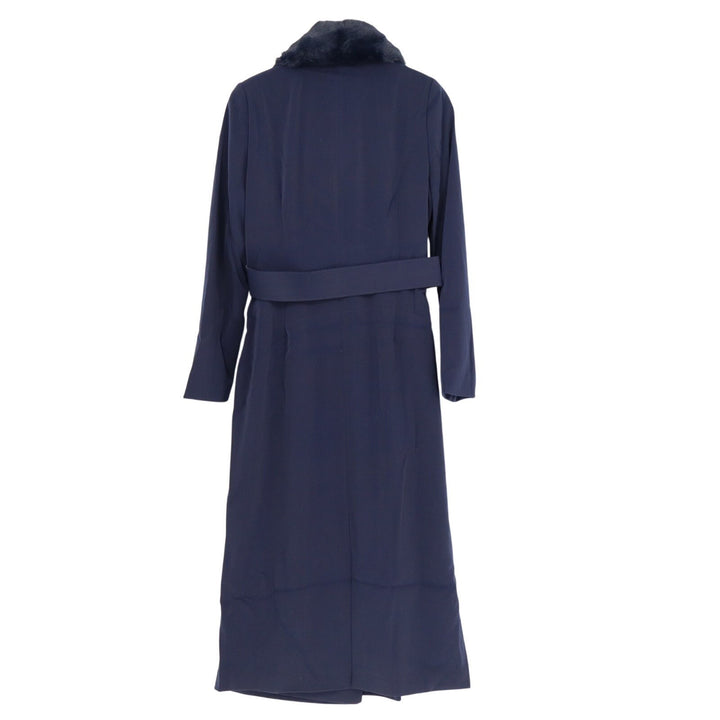 Naked Wardrobe The Statement Trench Coat Womens M Navy Belted Waist Shawl Collar