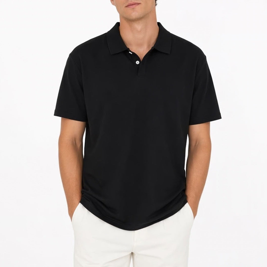 Polo Shirt Mens 2XL Black Short Sleeve Spread Collar Golf Tennis Performance