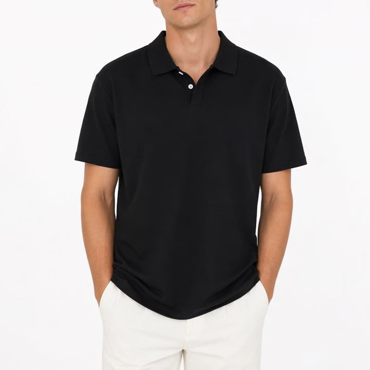 Polo Shirt Mens 2XL Black Short Sleeve Spread Collar Golf Tennis Performance