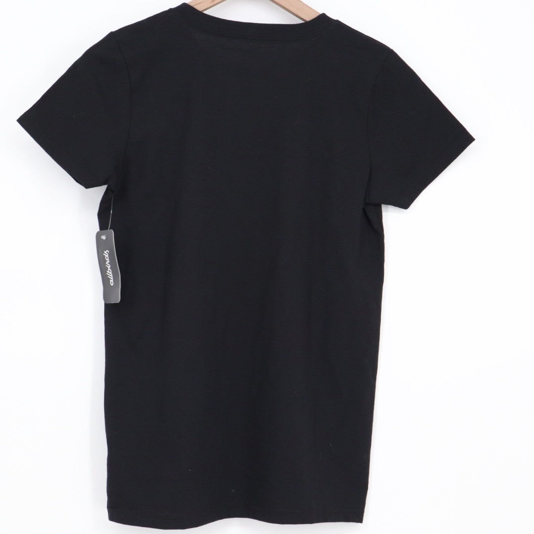 Allbirds Script T-Shirt Womens Small Black Cotton Stretch Short Sleeve Crew Neck
