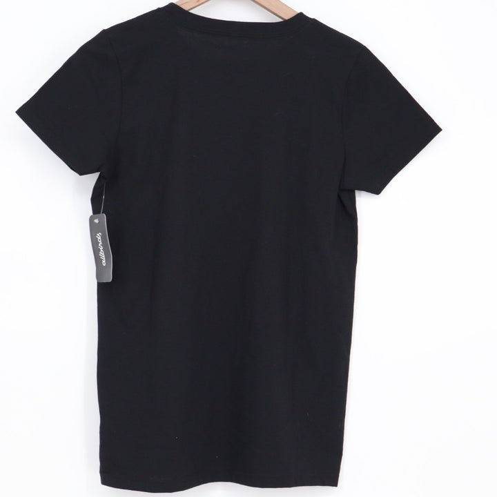 Allbirds Script T-Shirt Womens Small Black Cotton Stretch Short Sleeve Crew Neck
