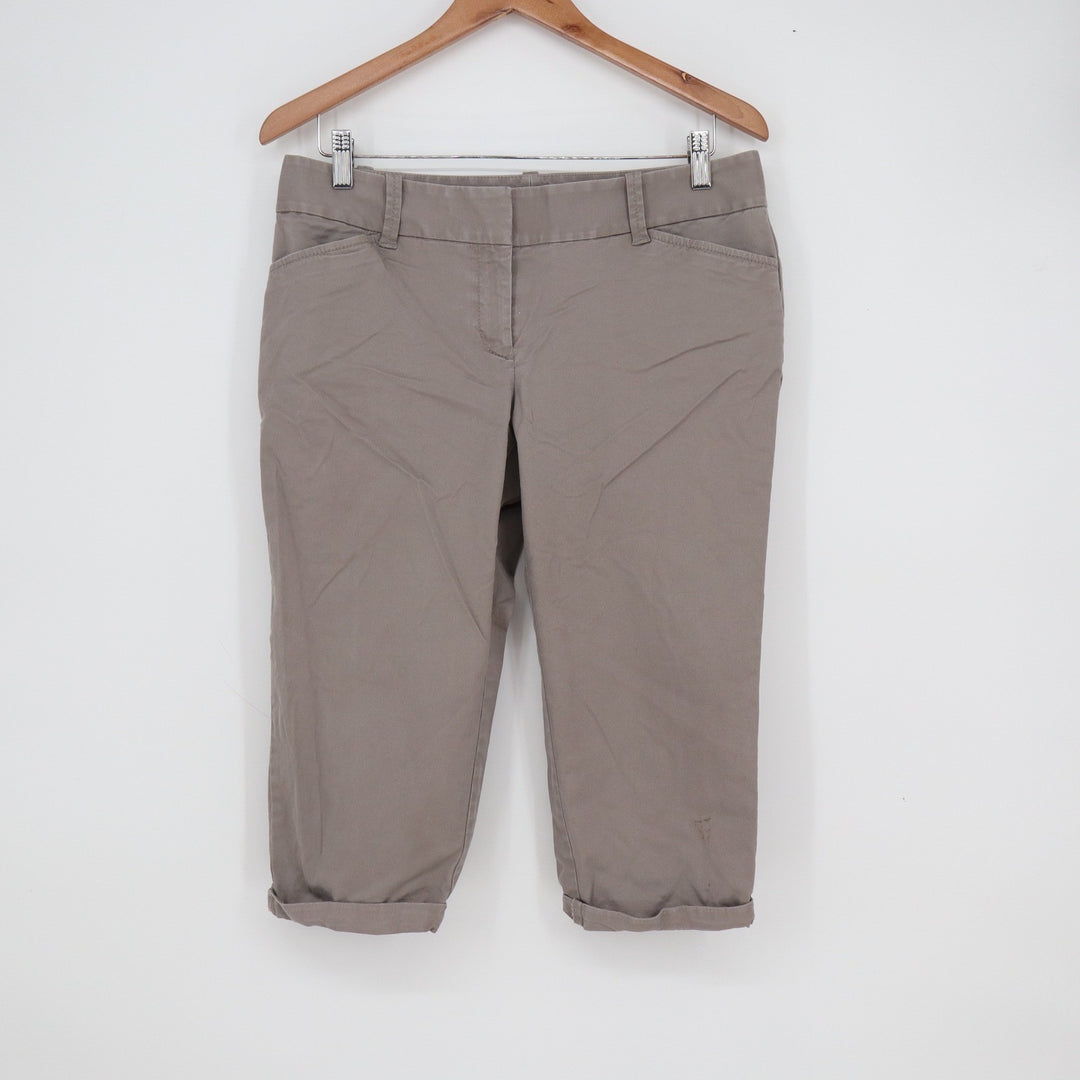 Ann Taylor Petite Taupe Brown Cotton Tencel Stretch Crop Capri Pants Size 6P