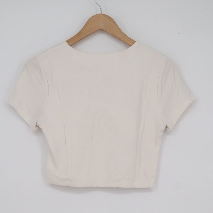 Live in the Moment Cream Crop Top Short Sleeve Crew Neck Mens Medium