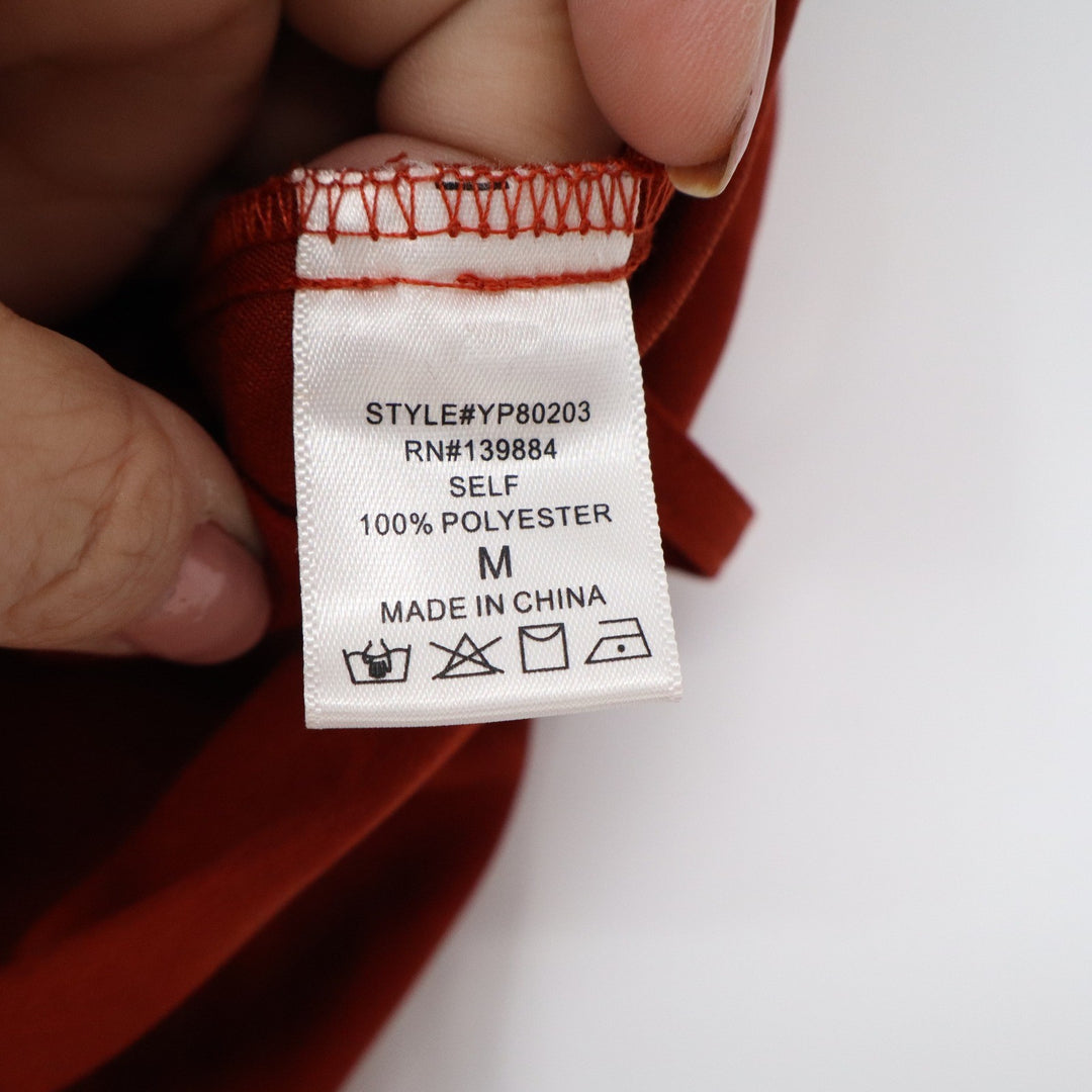 Windsor Rust Red Paperbag Waist Tapered Leg Belted Trousers Size M