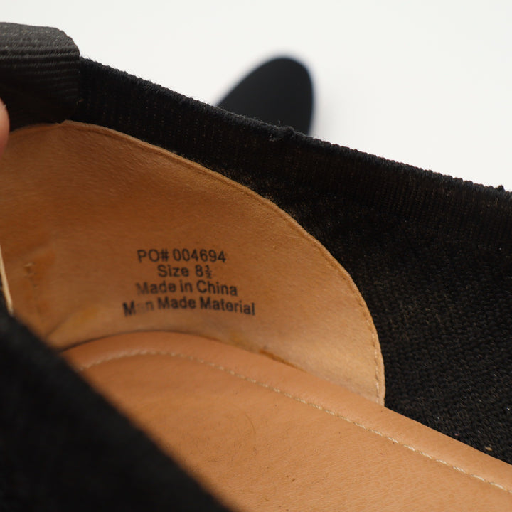 Womens Black Knit Ballet Flats Slip On Almond Toe Comfort Shoes Size 8.5