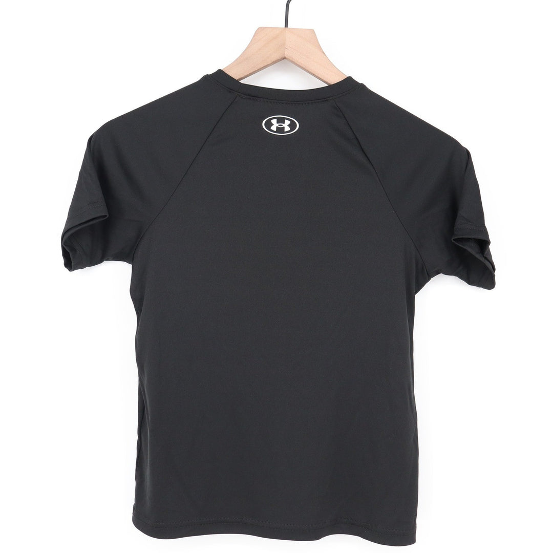 Under Armour Boys Youth Small Black Graphic Logo Short Sleeve Athletic Tee