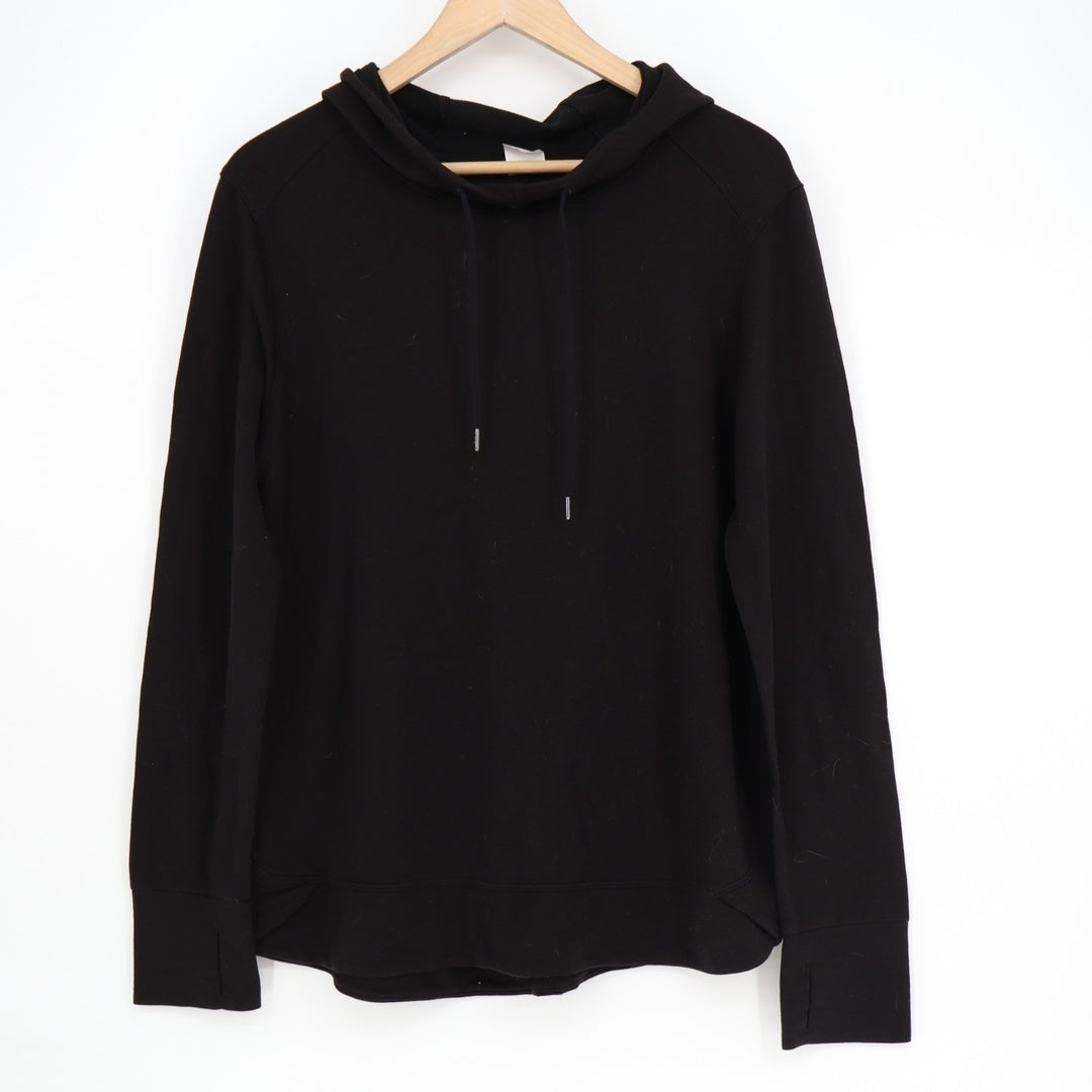 Athletic Work Hoodie Womens M(8-10) Black Stretch Thumb Hole Sleeve Pullover