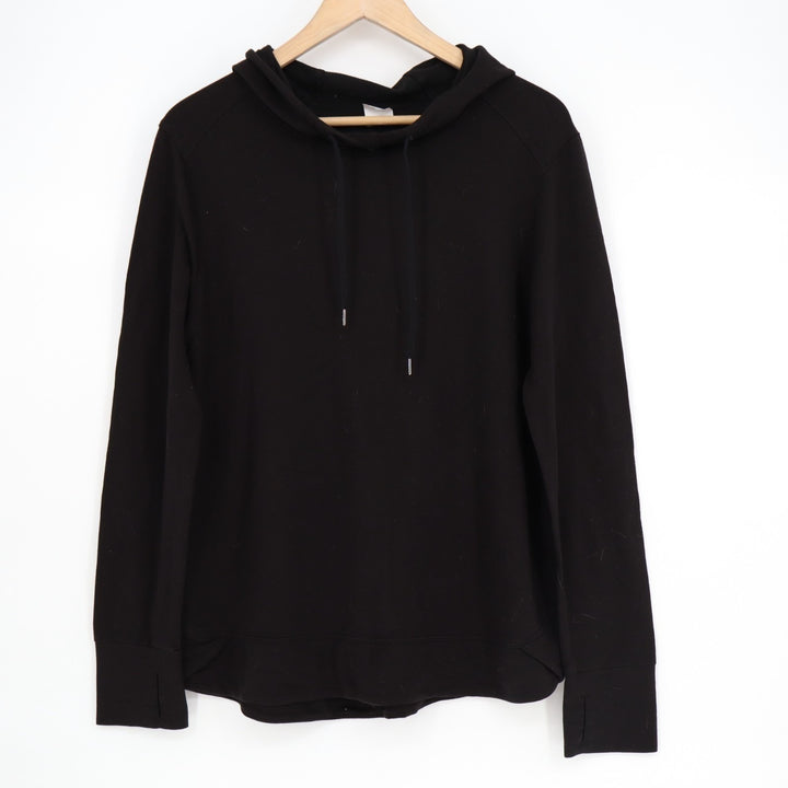 Athletic Work Hoodie Womens M(8-10) Black Stretch Thumb Hole Sleeve Pullover