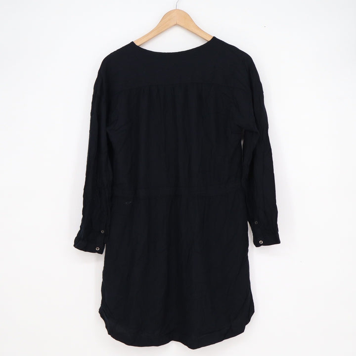 Abercrombie & Fitch Black Long Sleeve Button Front Drawstring Tunic Dress Small