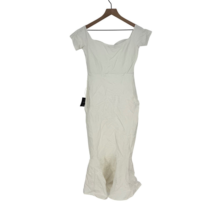 Lulus How Much I Care Ivory Off-The-Shoulder Midi Dress Size M