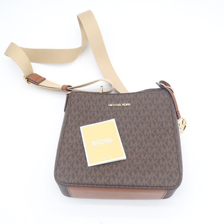 Michael Kors Jet Set Large East West Crossbody Bag Brown Logo Signature PVC