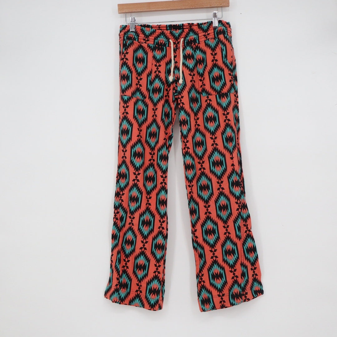 Orange Southwestern Diamond Print Lounge Pants Elastic Drawstring Waist O/S