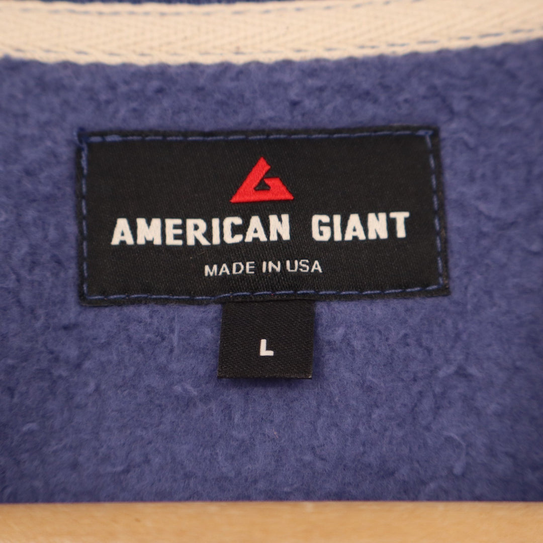 American Giant Midweight Sweatshirt Men L Blue Cotton Fleece Lined Raglan Sleeve