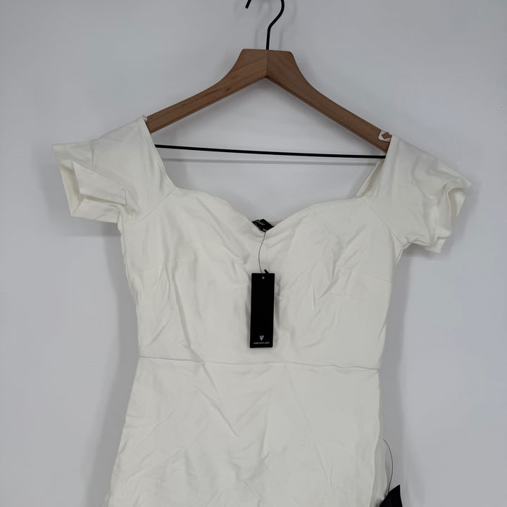 Lulus How Much I Care Ivory Off-The-Shoulder Midi Dress Size M