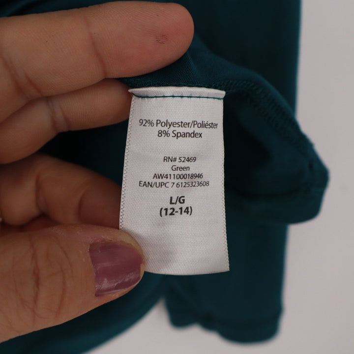 Athletic Works Womens Teal Green Long Sleeve Performance Top Size L 12-14