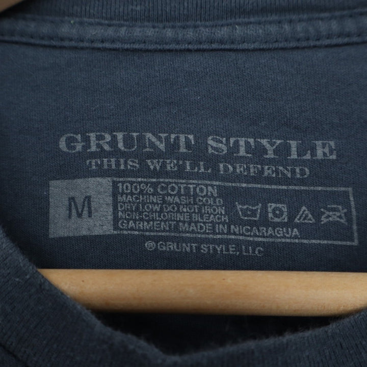 Grunt Style Whiskey Helps T-Shirt Mens M Midnight Navy Crew Neck Short Sleeve