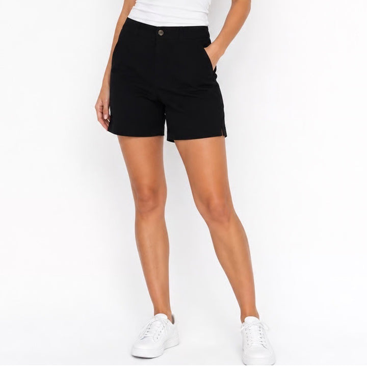 Old Navy Everyday Short Womens 6 Black Mid-Rise Chino Cotton Stretch Casual