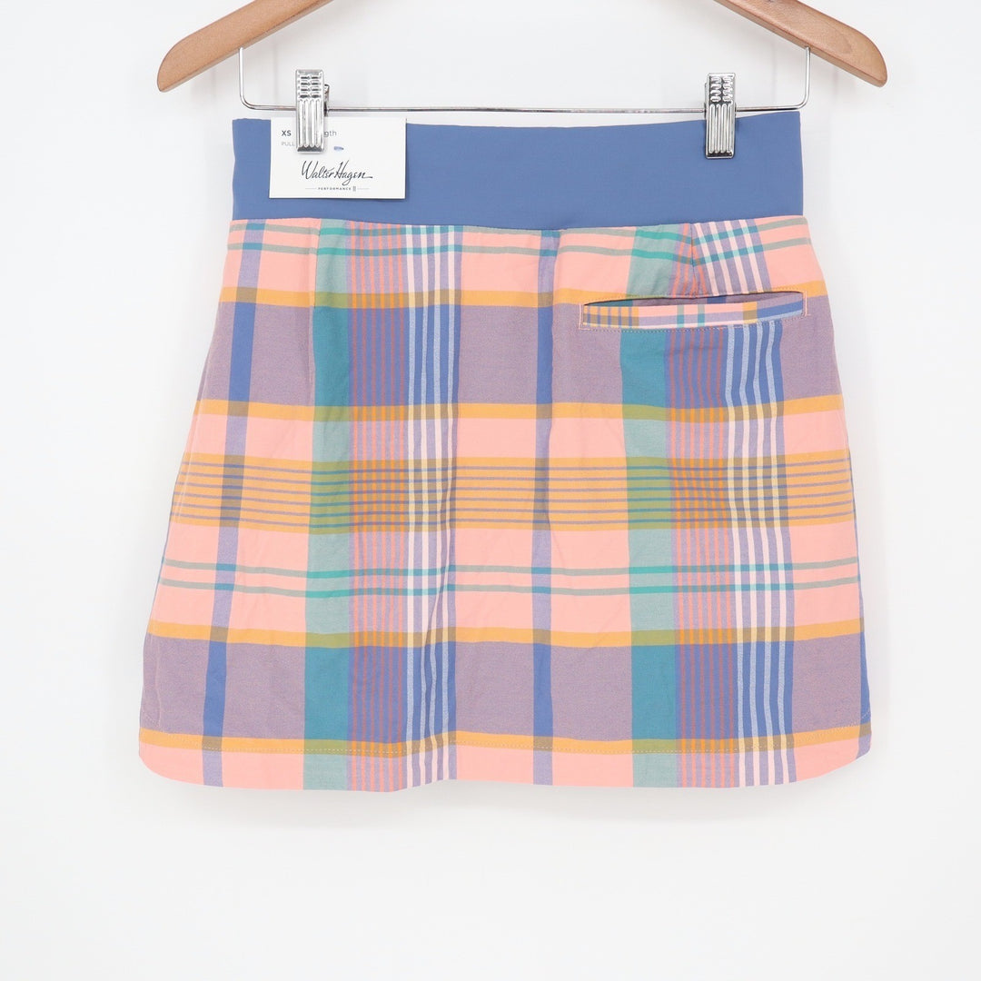 Walter Hagen P11 16" Lightweight Core Skort Modern Madras Plaid Womens XS NEW