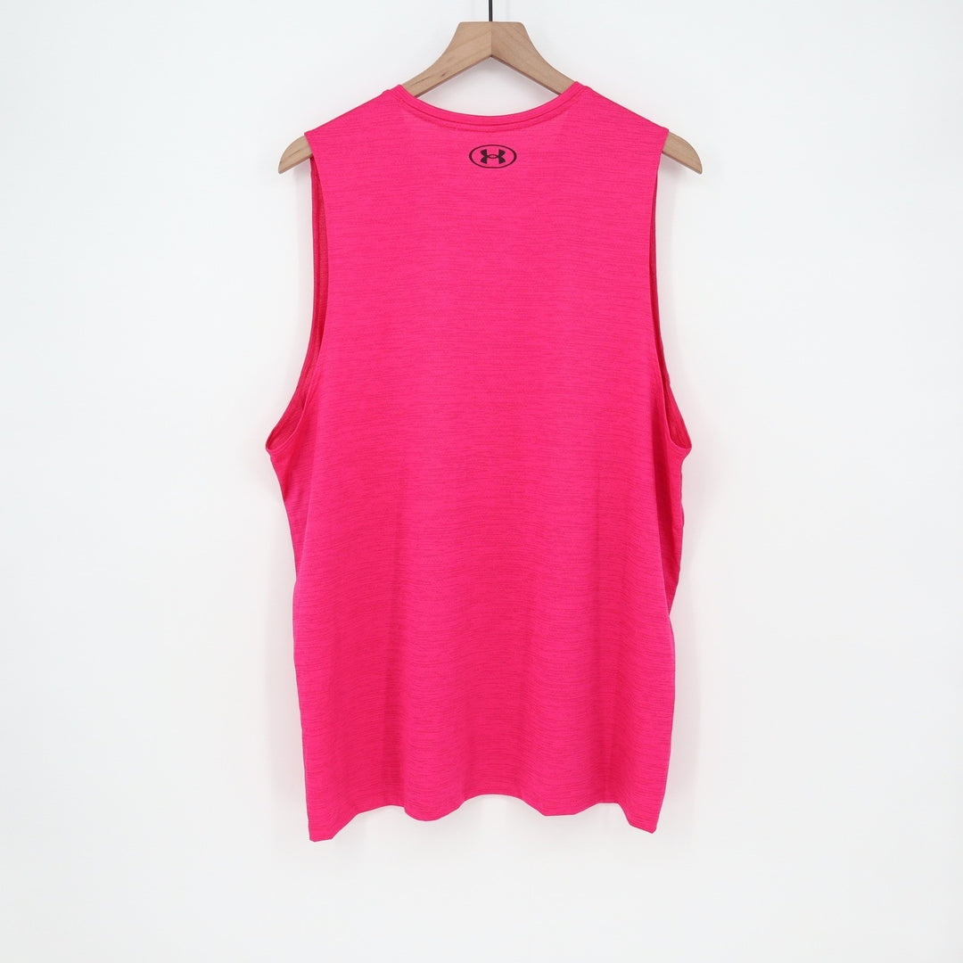 Under Armour Mens Tech Vent Tank Pink Heathered Training Gym Shirt XL