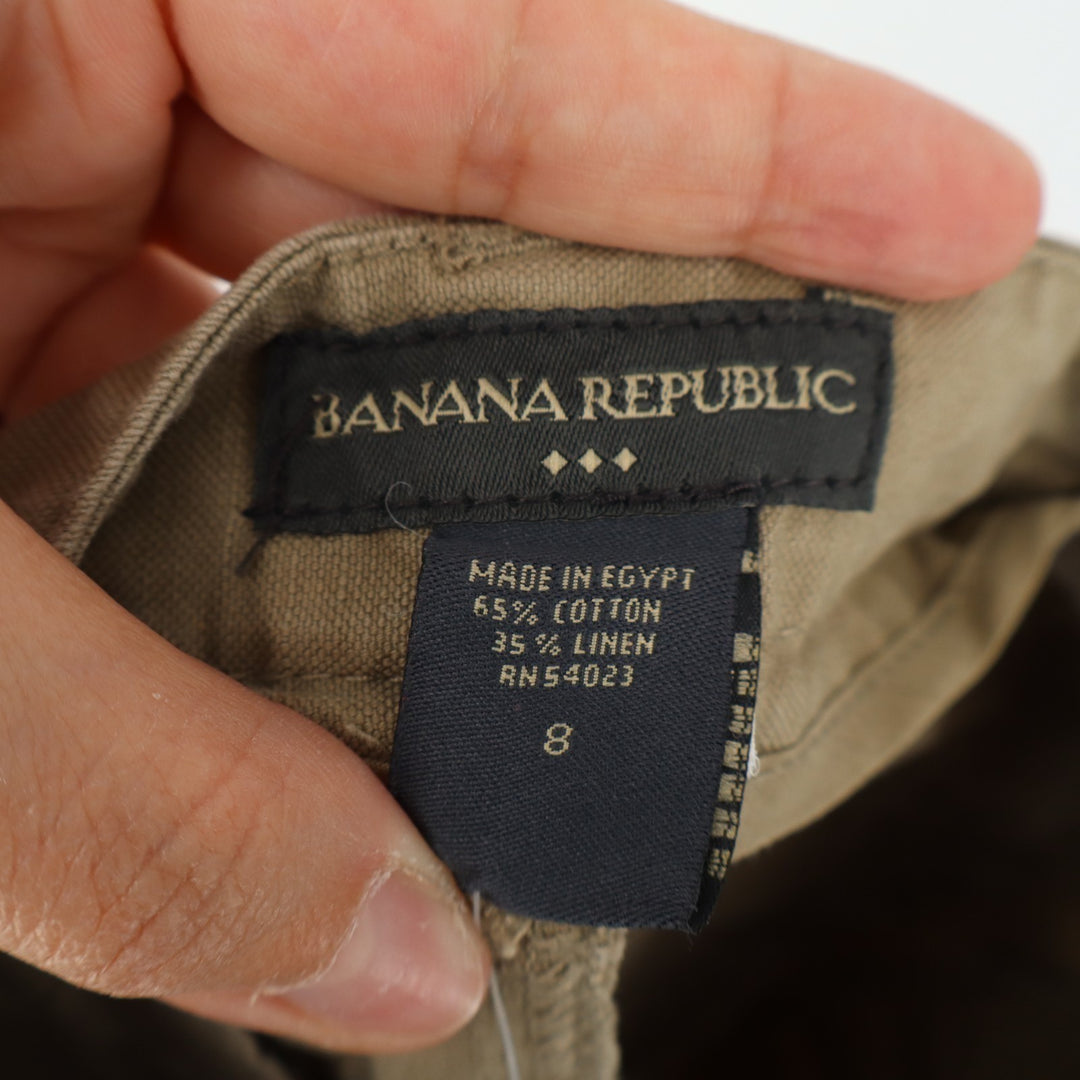 Banana Republic Chino Pants Women's 8 Beige Cotton Preppy Mid Rise Wide Leg