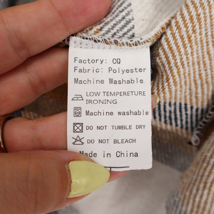 Unbranded Tan Plaid Button Down Shacket Oversized Flannel Shirt Jacket XL