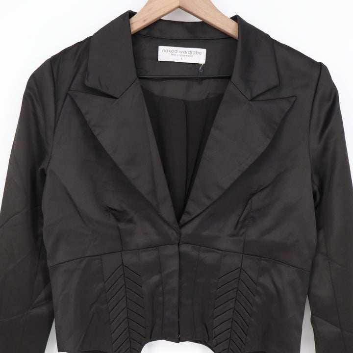 Naked Wardrobe Black Cropped Garter Corset Blazer Jacket NWSP20-J6 Mens S