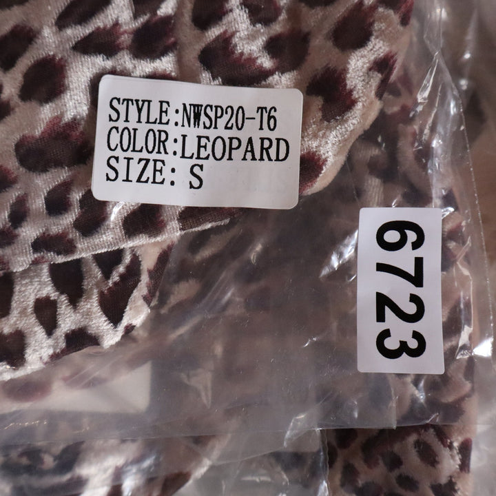 Naked Wardrobe Leopard Print Long Sleeve Crop Top Sweetheart Womens S