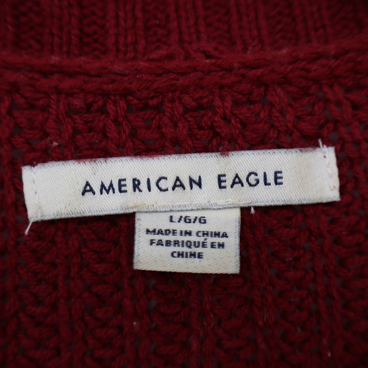 American Eagle Outfitters Sweater Women Large Maroon Stripe Long Sleeve Pullover