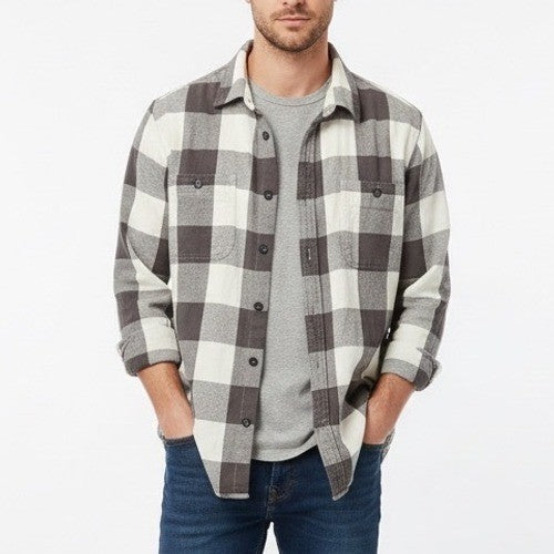 Sonoma Goods For Life Mens Modern Fit Plaid Flannel Shirt Size M