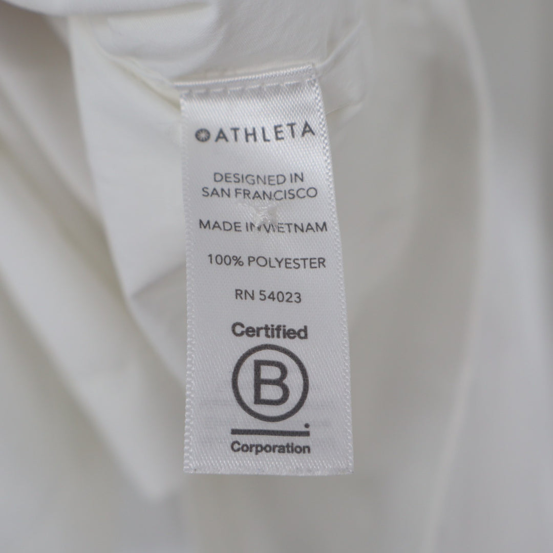 Athleta Shirt Womens Small White Long Sleeve Curved Hem Spread Collar Button Up
