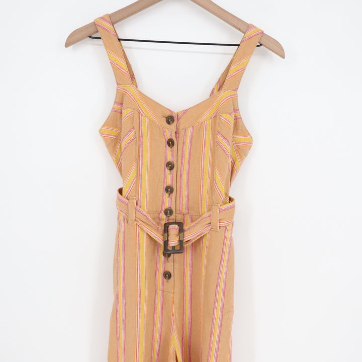 Anthropologie Arlene Jumpsuit Womens 0 Multi Striped Belt Waist Adjustable Strap