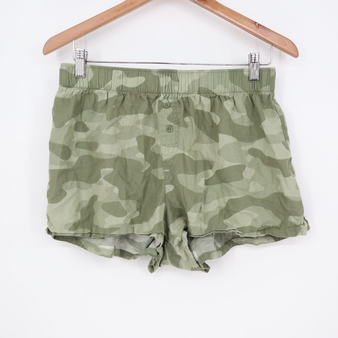Wild Fable Pajama Shorts Womens Medium Green Camo Cotton Elastic Waist Sleepwear
