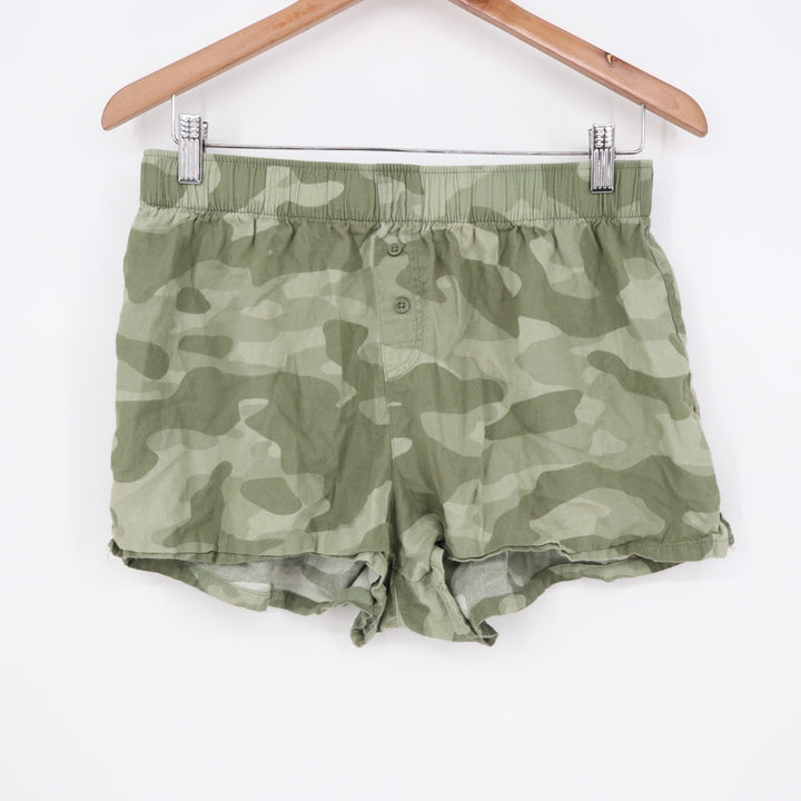 Wild Fable Pajama Shorts Womens Medium Green Camo Cotton Elastic Waist Sleepwear
