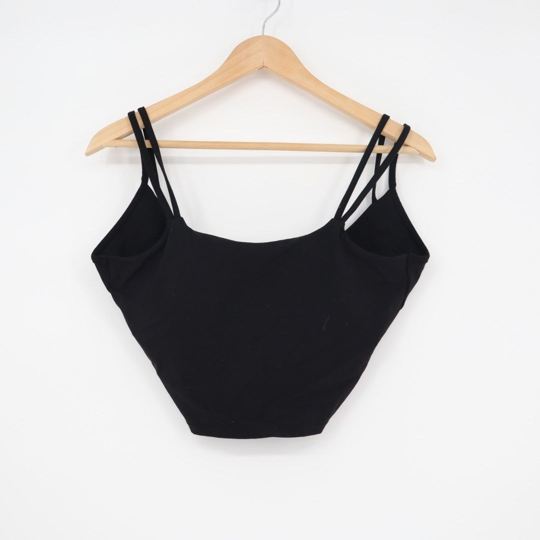 Black Cropped Tank Top Cami Double Strap Size L