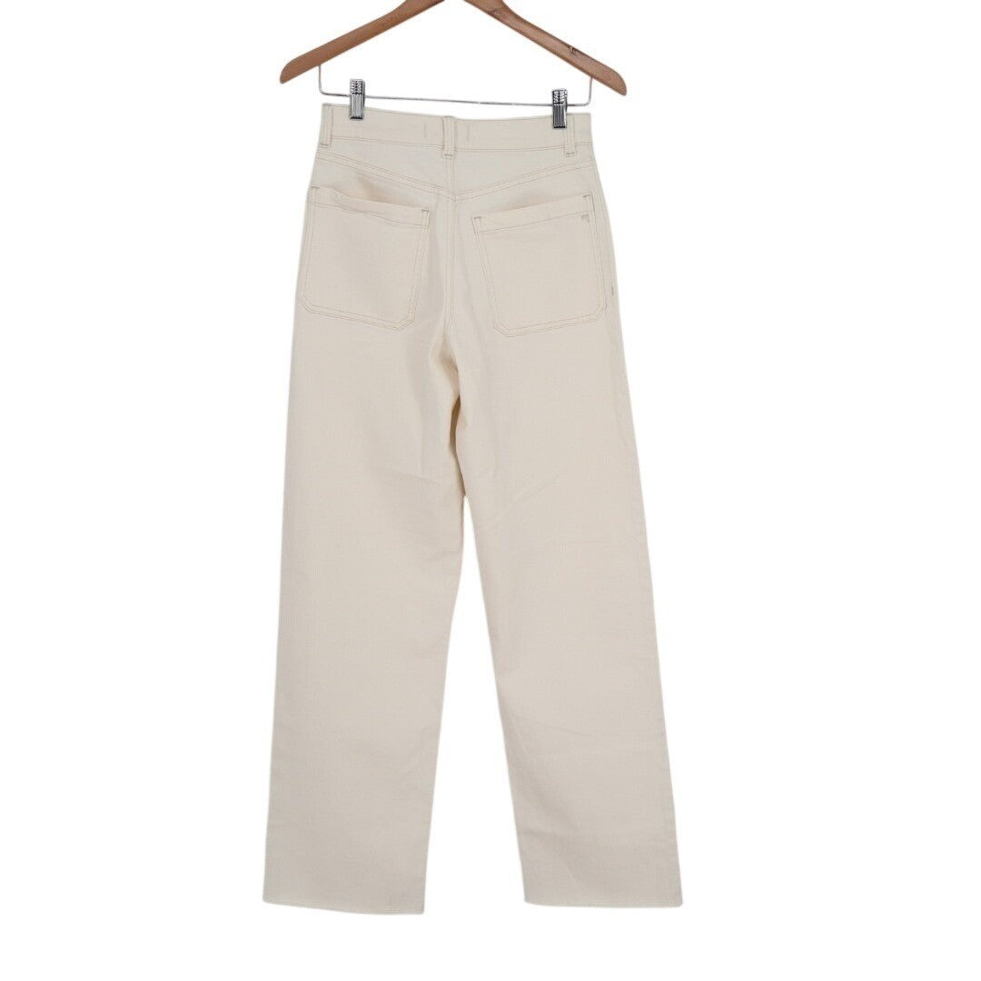 Madewell Emmett Wide Leg Jeans Womens 26T White Denim Cotton Stretch Outdoor