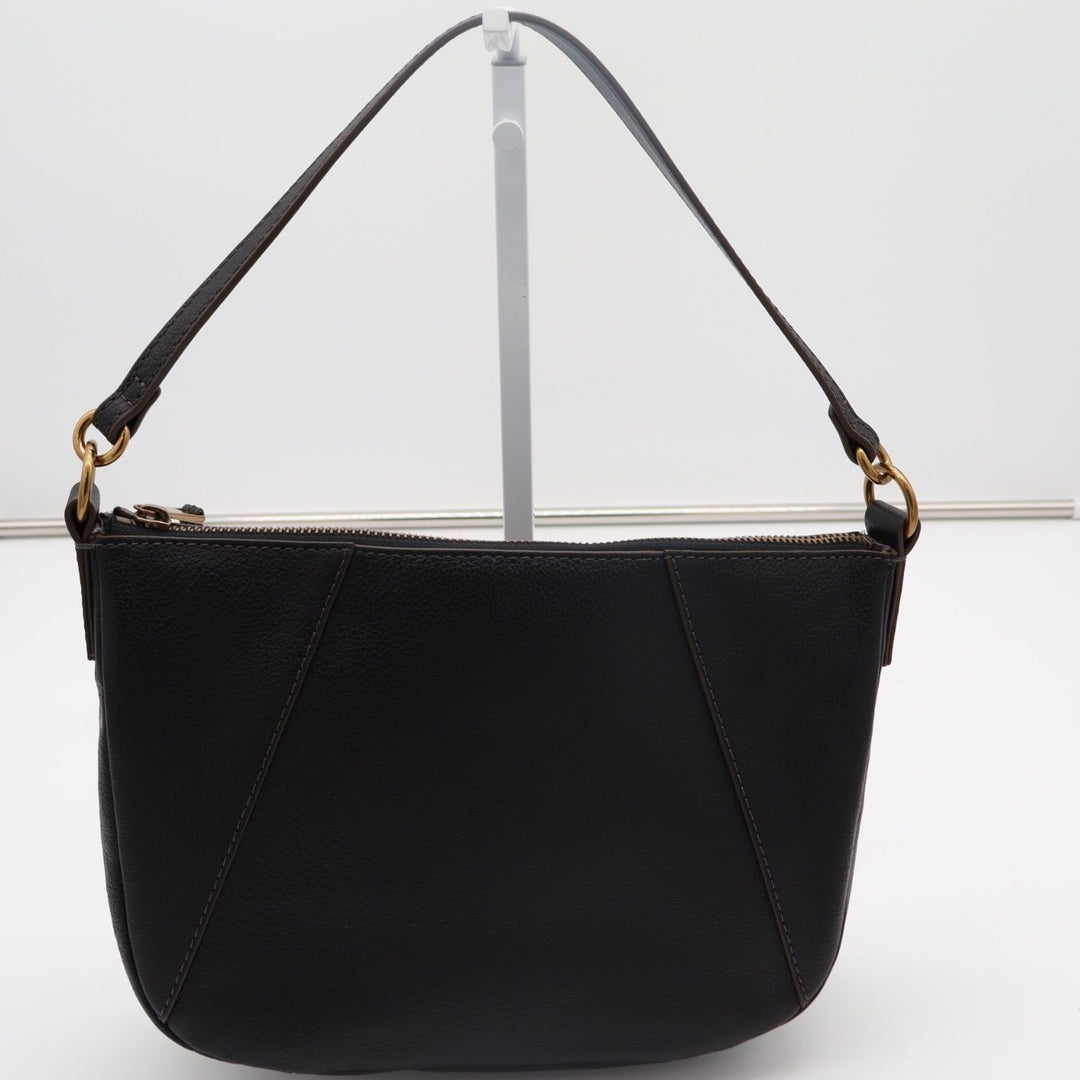 Fossil Skylar Womens Handbag Black Pebbled Leather Inner Pockets Shoulder Bag